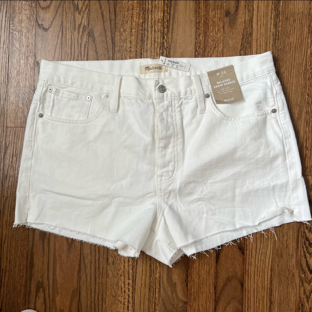 Madewell White Denim Jean Shorts Size 32 NWT
